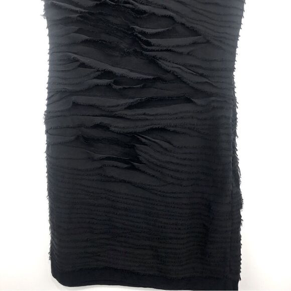 Diane Von Furstenberg Black Chiffon Tiered Ruffle Short Sleeve Stretch Dress - Picture 5 of 10